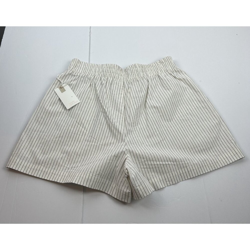GOOD AMERICAN Ladies Pencil Stripe Weekend Shorts in Puddy Cream Color Nwt M - Picture 2 of 8